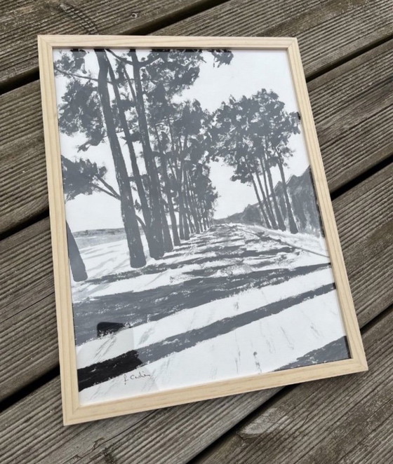 Image 1 of Acrylic on paper, 40x30cm. Framed.