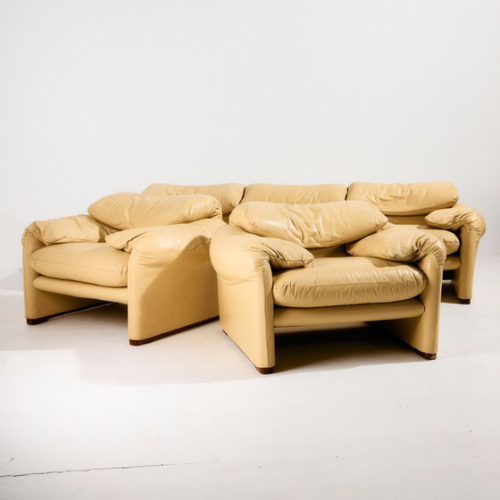 Image 1 of MK11585 Juego de cuero Maralunga de Vico Magistretti para Cassina. Juego de 3