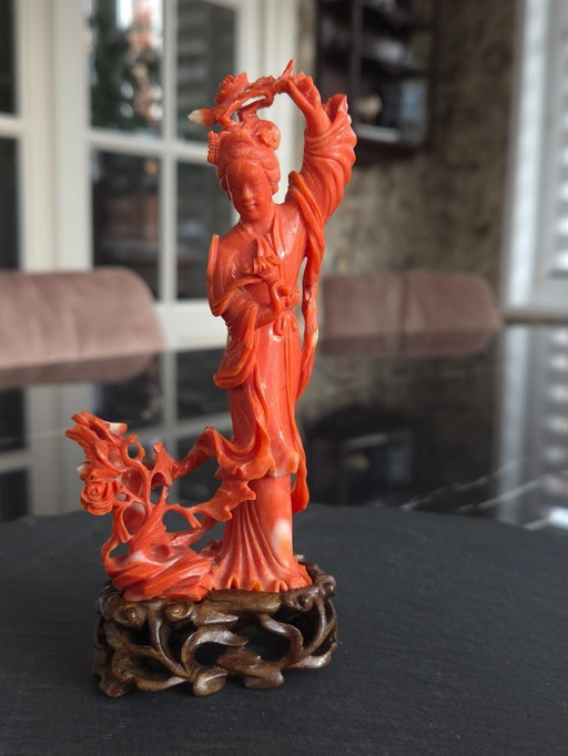 Red coral - Sculpture - 20th century Chinese figurine (ref 4118)