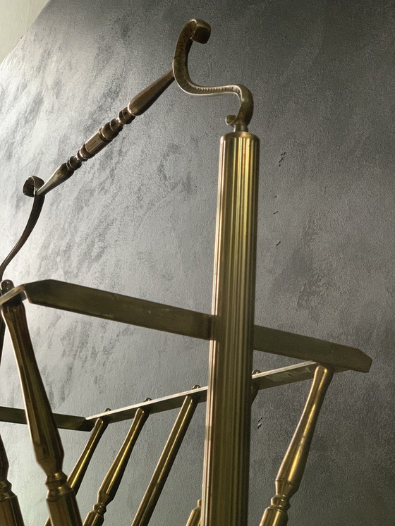 Image 1 of vintage brass magazine rack