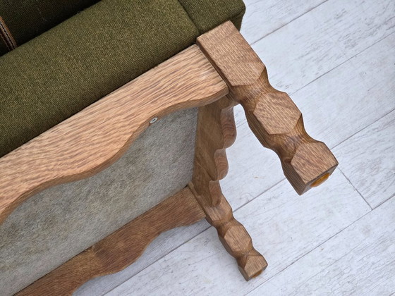 Image 1 of 1970, canapé danois 3 places, meuble en laine, bois de chêne massif.