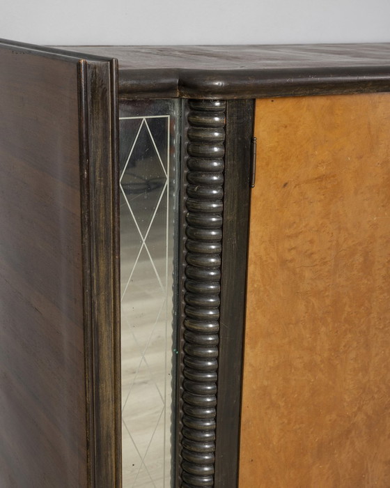 Image 1 of Credenza vintage anni '40 in legno e vetro, design Art Deco italiano