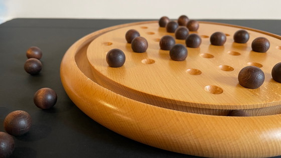Image 1 of VINTAGE Solid Beech Solitaire Set