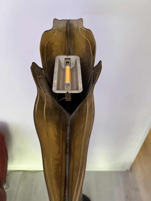 Lampada da terra vintage in ottone di Henri Fernadez