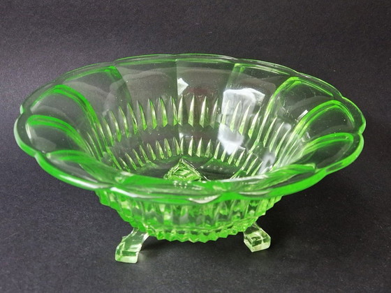 Image 1 of Fruttiera Art Déco in vetro uranio - anni '30