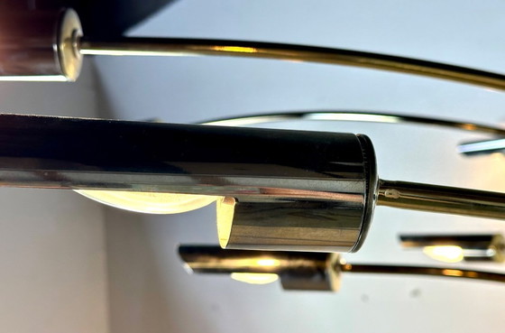 Image 1 of Lampadaire Arc italien 6 lumières en laiton doré 1970'S