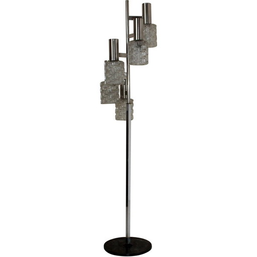 1x Vintage-Stehlampe aus italienischem Eisen und Glas, 1960er Jahre