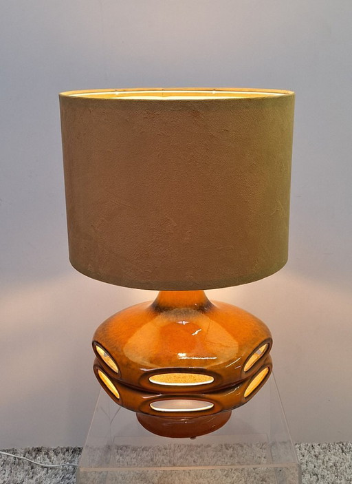 Lampada da terra spaziale UFO in ceramica arancione Stein