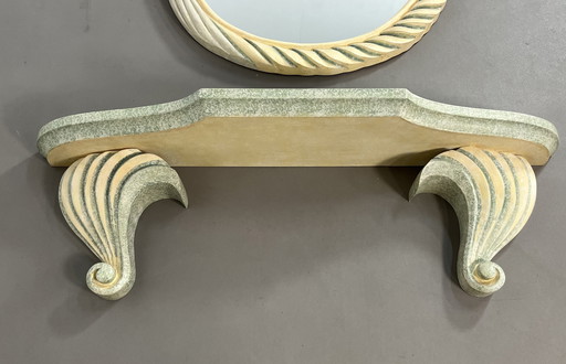 Vintage Italian epoxy designer mirror with console