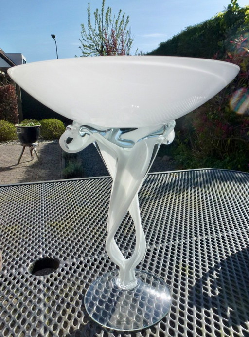 Grand bol sur pied tourné, vintage, par Jozefina Krosno