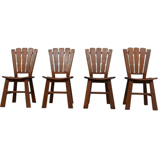 Set of 4 mid-century wooden dining chairs, Holland 1970s
