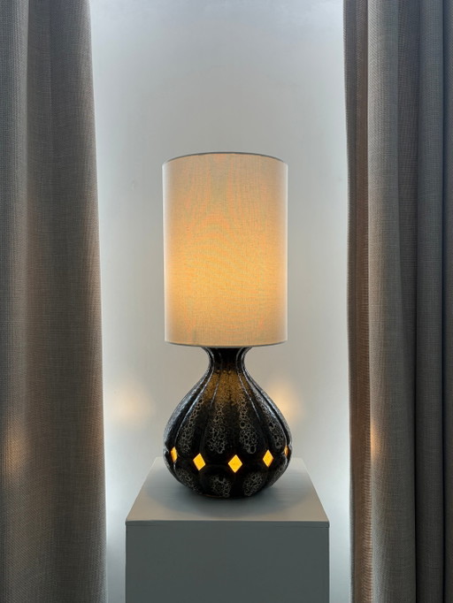 Lampada da tavolo in ceramica vintage Germania Ovest – Design a doppia luce