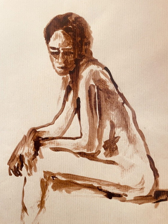 Image 1 of Preparatory sketch for a female portrait depicting "sadness"