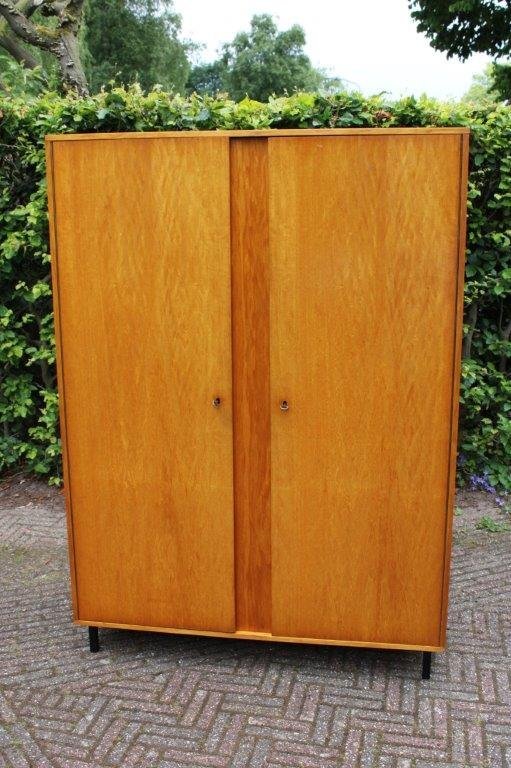 Vintage 60s-70s Wooden Wardrobe with Hang e/o Lay Section