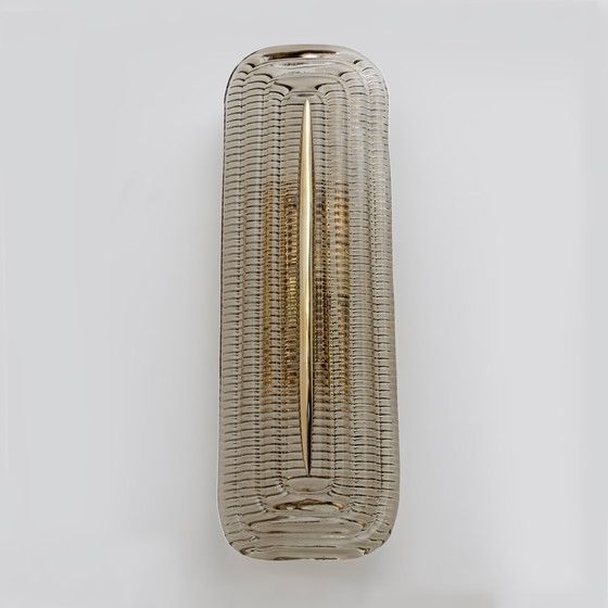 Image 1 of Coppia di grandi applique moderne in vetro di Murano e ottone italiane