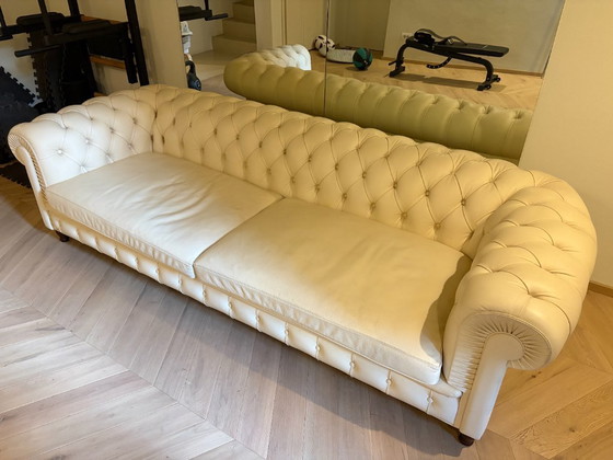 Chester One Poltrona Frau ORIGINAL - 4-seater cream/ivory leather sofa, Wood, Creme (photo 6 of 7)