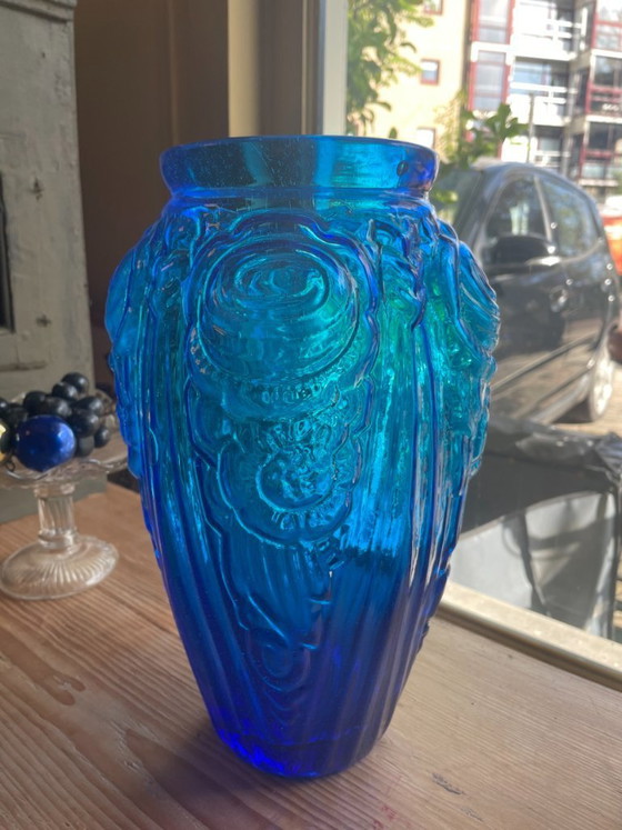 Image 1 of Art Deco Vase 1930 Cobalt Blue French