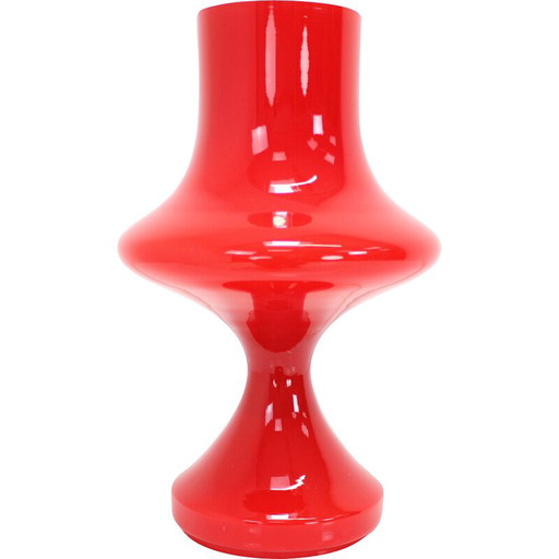 Lámpara de mesa vintage de vidrio rojo de Stepan Tabera para Opp Jihlava, Checoslovaquia 1970