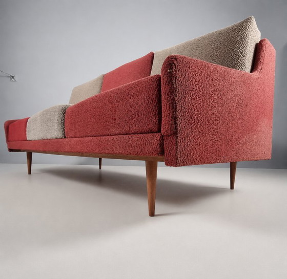 Vintage Fabric Sofa, 1970s – 3-5 seaters, Textile, Wood (photo 3 of 8)