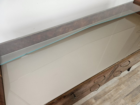 Image 1 of Walnut Burl Chest of Drawers with Double Glass Top