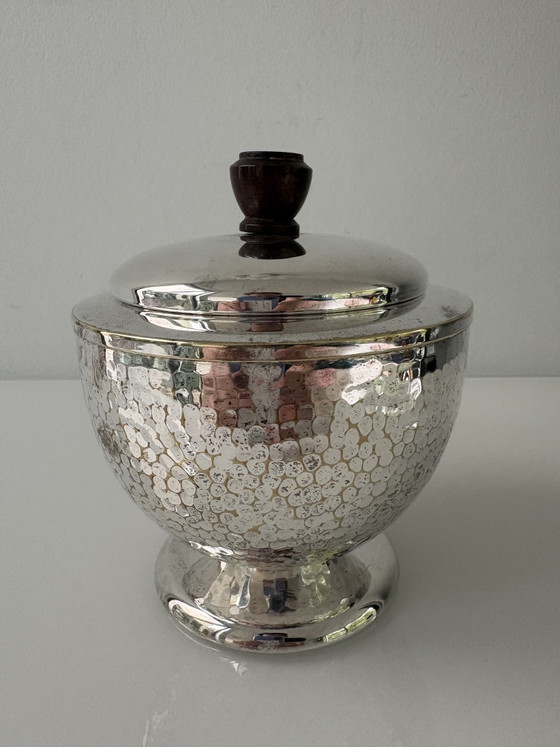 Art Deco Four-Piece Coffee and Tea Crockery | 1925-1930 | Hammered Silver-Plated Metal – Wood (photo 12 of 15)