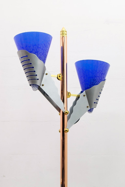 Relco Milano Modernistische Italiaanse Vloerlamp van Murano glas en messing, jaren 1980
