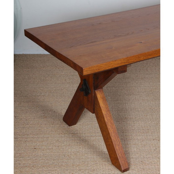 Image 1 of Massief eikenhouten eettafel, Frans vakmanschap, 1960