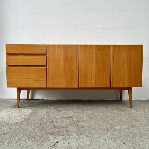 Mid-century sideboard, GE-EL Möbel, elm wood, handleless, 1971