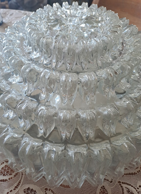 Image 1 of Mid-Century Glashütte Limburg Ceiling Light A 699 Textured Glass 1960s