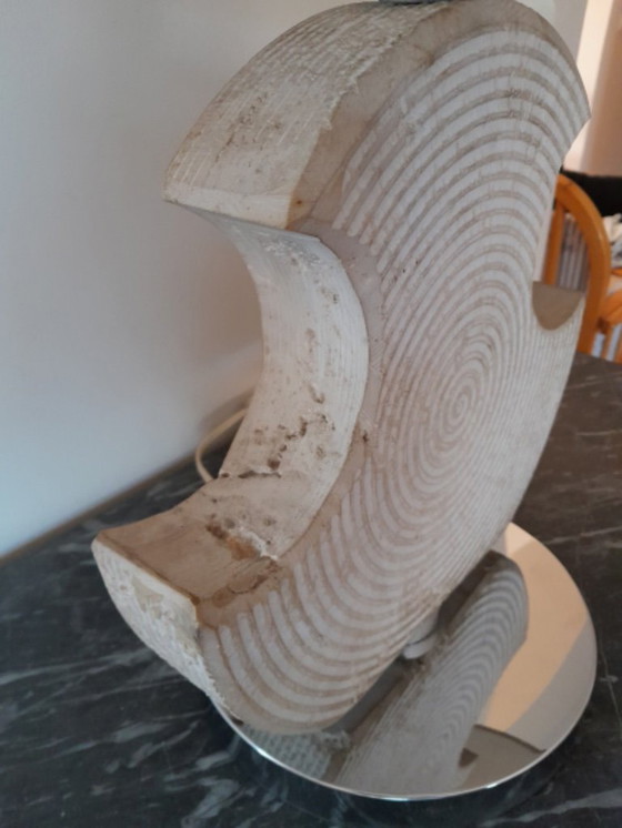 Image 1 of Brutalistische lamp in Gard stone en chroom 1970