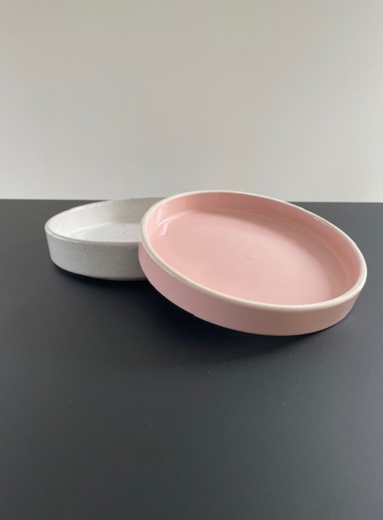 Image 1 of Keramieken Schalen Set 2 Wit Roze Glazuur