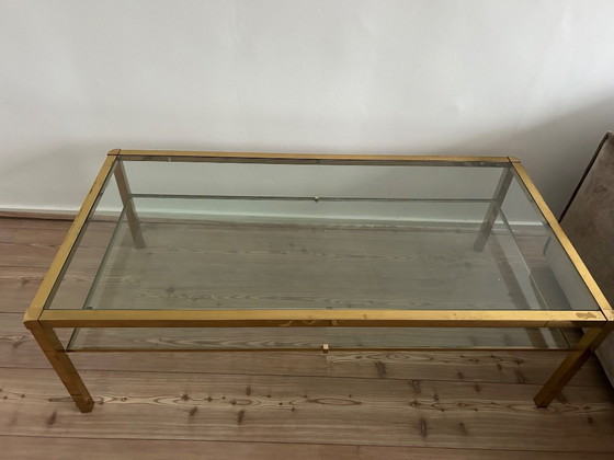 Image 1 of Hollywood Regency style coffee table in glass and gold