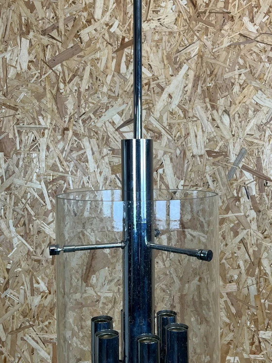 Image 1 of Lampadario anni &#39;60-&#39;70, enorme lampadario a sospensione in vetro Limburg e design cromato