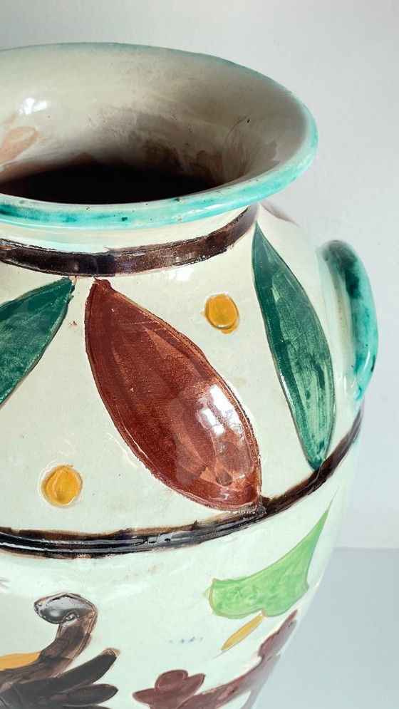 Image 1 of Italian Majolica Vases with Dragon Motif