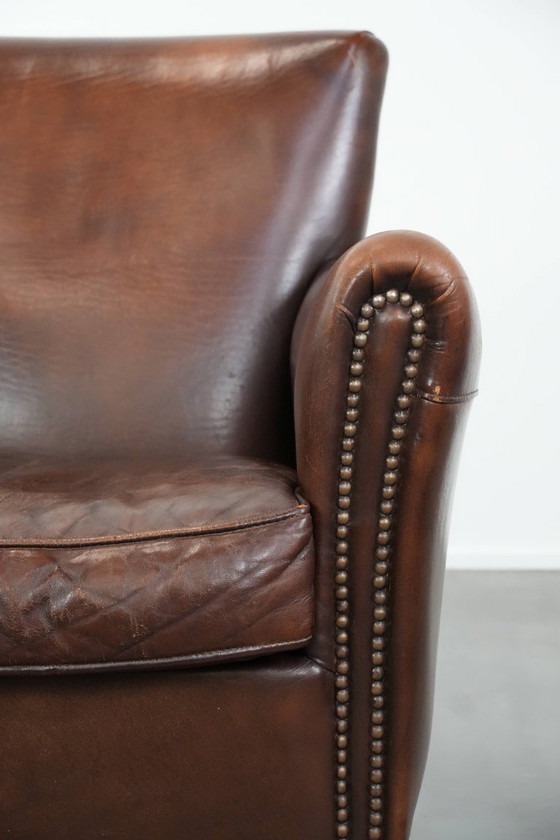Image 1 of Elegant, characterful vintage armchair made of sheepskin