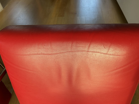 Image 1 of 2X Cristian Red Leather Italian Armchairs