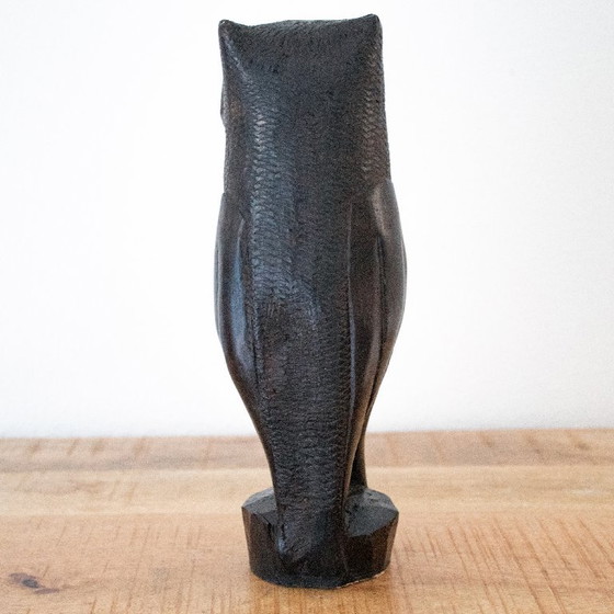 Alta statuetta vintage di gufo in legno duro intagliata a mano, arte Makonde – Oggetti decorativi, Wood (photo 3 of 9)