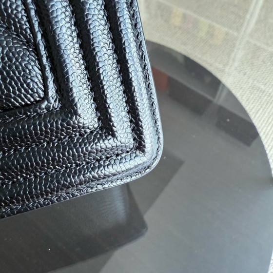 Image 1 of Chanel Boy Small - Caviar 20CM Chevron Black Gold Hardware Series 24