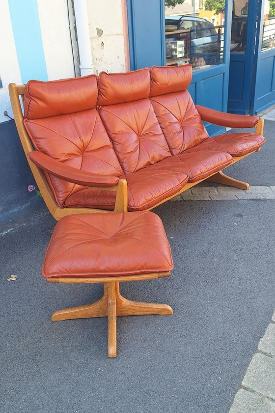 Image 1 of Banquette scandinave en bois et cuir par Soda Galvano pour Liebe Mobel
