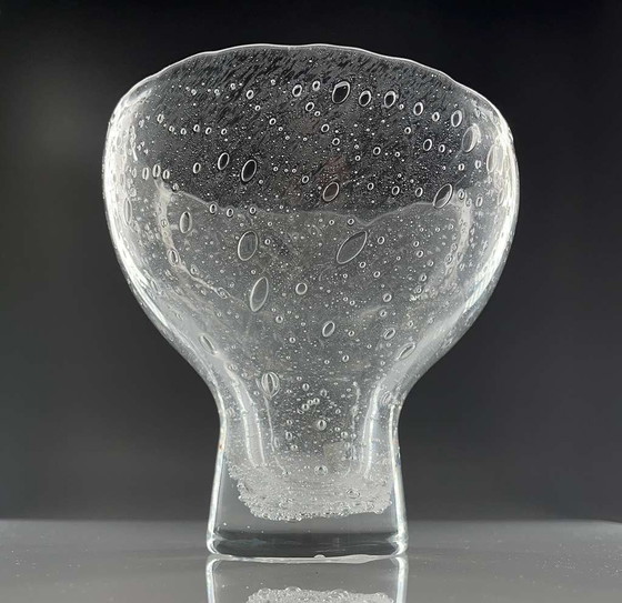 Image 1 of Vintage verre à bulles Bubbleglass Vase/ bol de la Tchécoslovaquie avec étiquette originale, état top MidCentury Space Age
