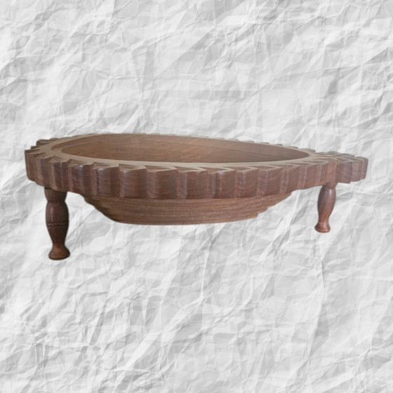 Image 1 of Vintage hand-carved wooden fruit bowl
