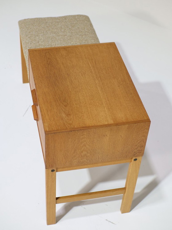 Image 1 of Hallway bench chest of drawers Swedish vintage oak