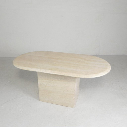 Mid-Century travertine coffee table with oval top, 1970s