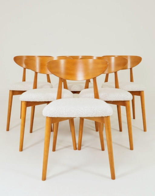 Dining chairs set of 6 scandinave design pearl bouclé 