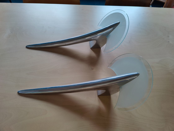 Image 1 of Juego (2) Apliques Alien, Diseñado por Joan Auger y Producido por Taller Uno / Metalarte en España en los años 80