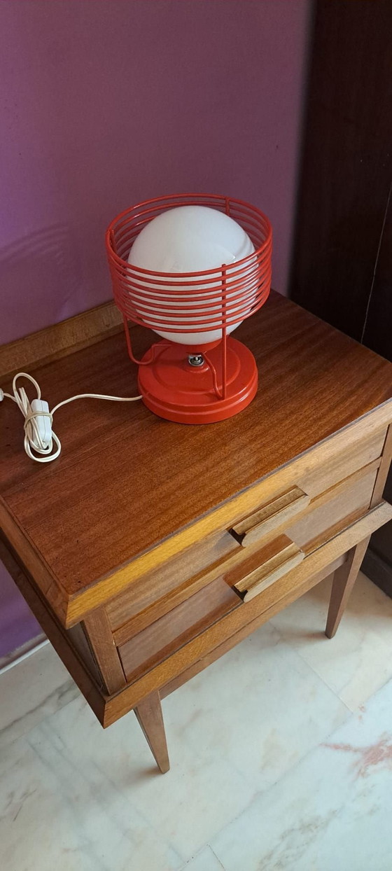 Tafellamp uit de jaren 70, Tafellampen, Glas, Metaal, Rood (foto 4 van 6)