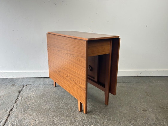 Image 1 of Schreiber Mid-Century Modern vintage teak drop-leaf dining table, 1960s