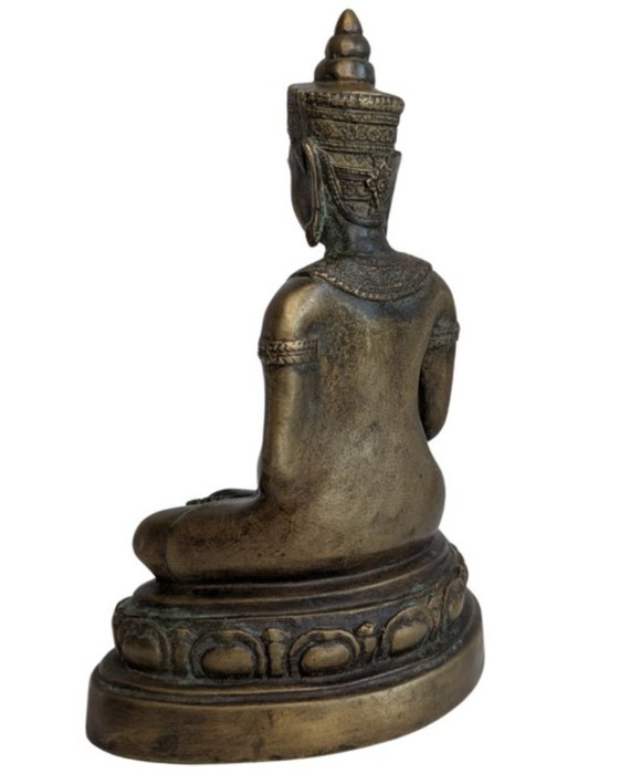 Zittende Boeddha van verguld brons – Ayutthaya-Rattanakosin-overgang – Beeldhouwkunst, Bronze, Gold (photo 6 of 9)