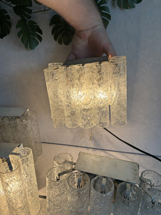Image 1 of Ensemble d'appliques vintage Doria Leuchten, tubes en verre glacé, 1960
