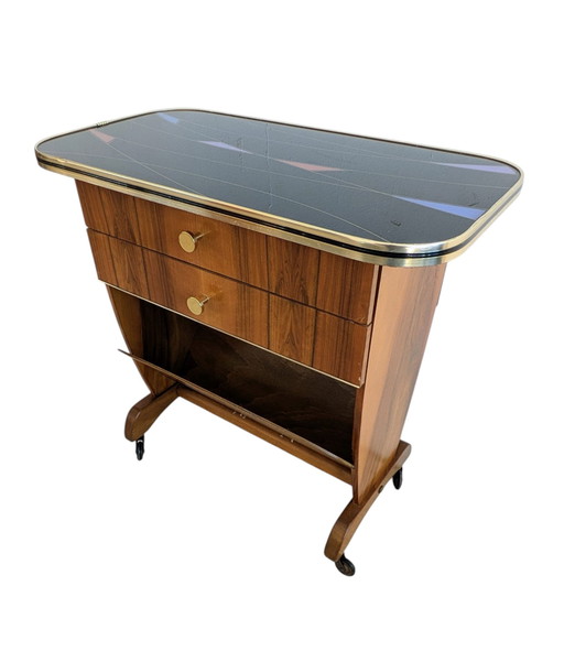 Vintage, mid-century side table with magazine rack